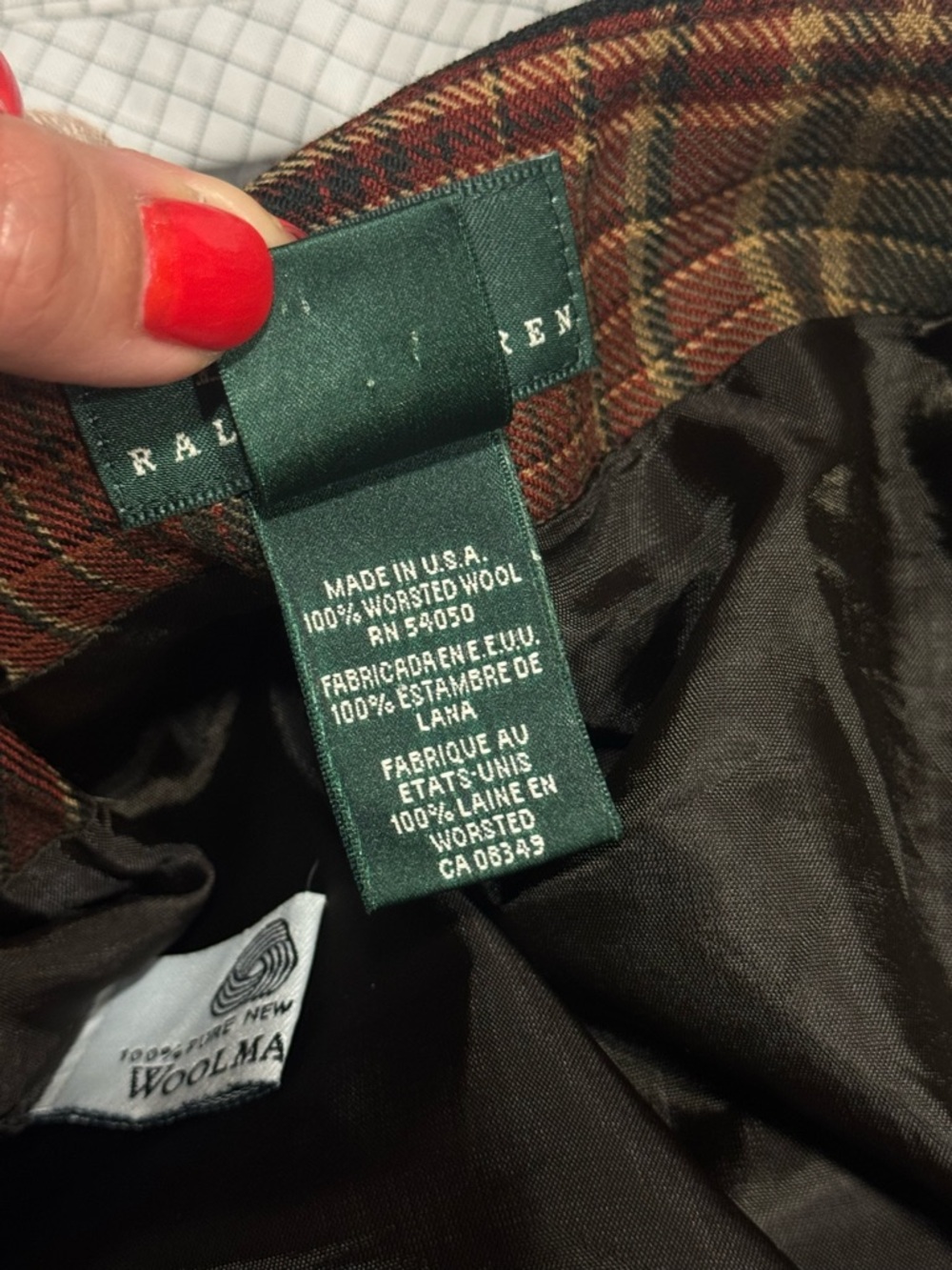 Lauren Ralph Lauren 100% wool plaid wrap skirt leather buckle detail - Picture 9 of 11